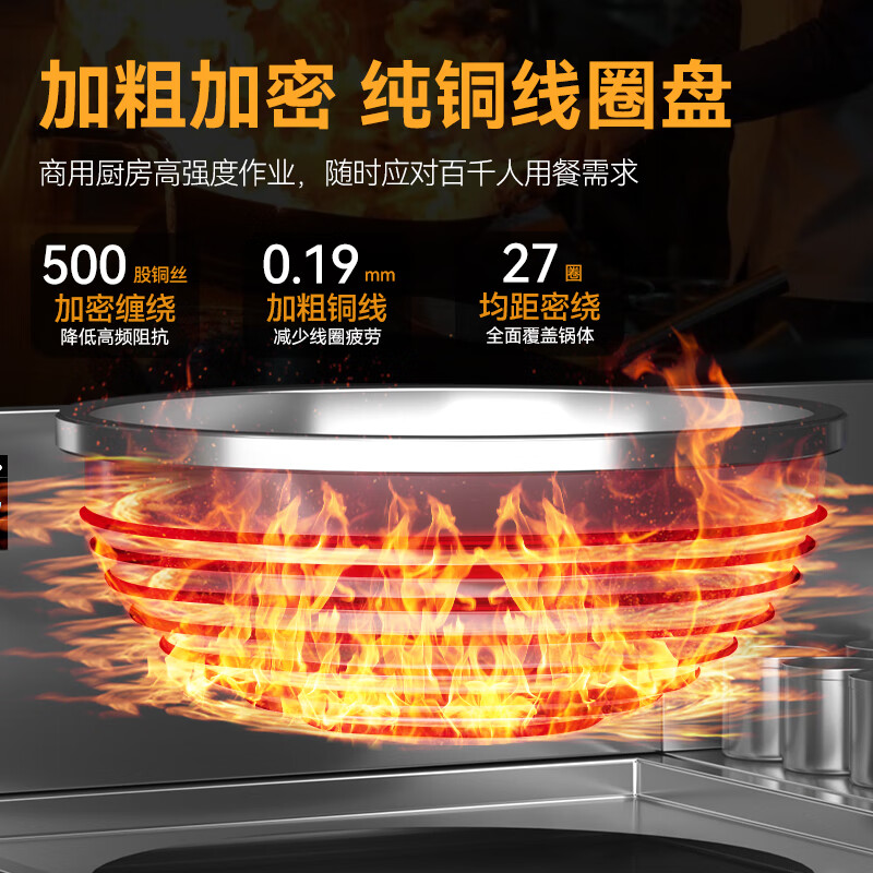  麥大廚金麥款201材質(zhì)電磁雙頭雙尾小炒爐30kw